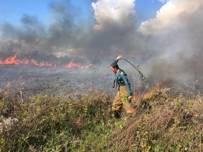 Последние сутки наблюдается рост числа природных пожаров в Сухумском и Очамчырском районах. Накануне горели поля с сухой травой в окрестностях села Баслаху.