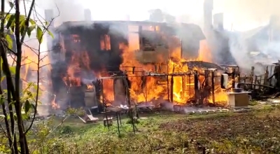 Пожар в городе Гагре. Загорелся частный двухэтажный дом по улице Демирдж-ипа.