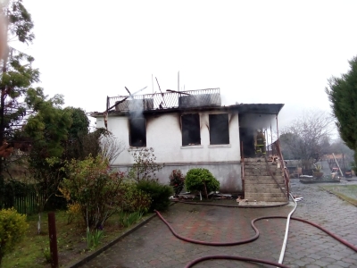 Пожар в Очамчырском районе. В селе Адзюбжа загорелся частный двухэтажный дом
