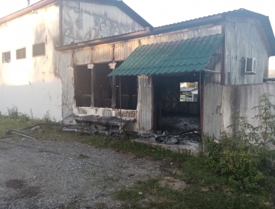 Ранним утром 26 августа в с. Белая речка Гудаутского района произошел пожар в цехе по производству шлакоблоков