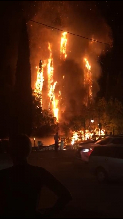 Поздним вечером 18 августа в городе Новый Афон произошло возгорание в летнем кафе «Тропиканка»